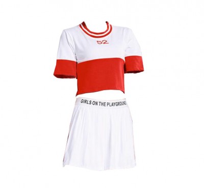 SKCU014 customized football baby Cheerleading Uniform style customized split Cheerleading Uniform style production pleated skirt Cheerleading Uniform style Cheerleading Uniform Center front view